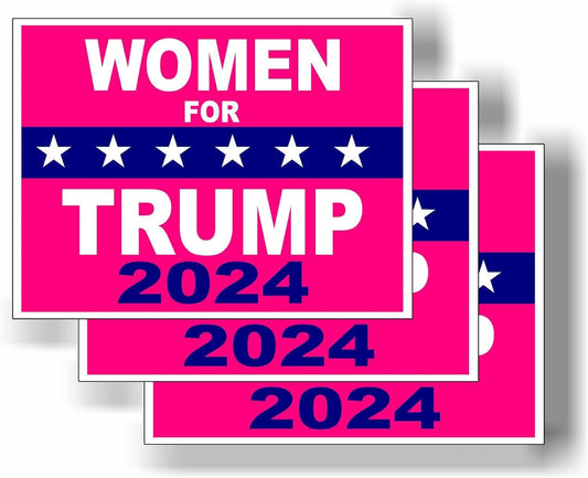 3 Pack Eco Women for Trump 2024 Pink Bumper Magnet 4 in x 3 in