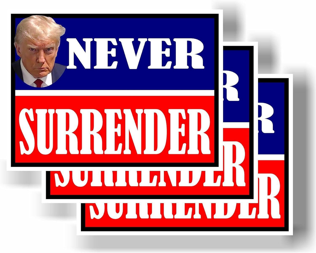3 Pack Eco Trump Never Surrender Red Blue Bumper Magnet 4 in x 3 in