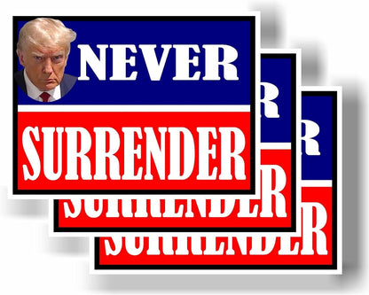 3 Pack Eco Trump Never Surrender Red Blue Bumper Magnet 4 in x 3 in