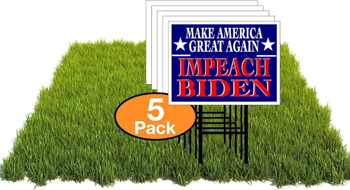 Eco MAKE AMERICA GREAT AGAIN IMPEACH BIDEN 5 Double Sided 12x16 in Yard Road Sign w/Stand